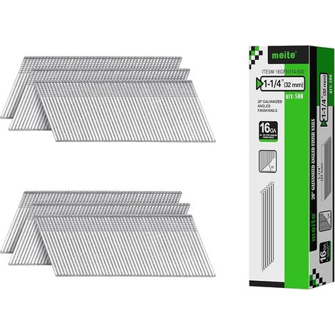 meite 32mm Galvanized Angled Head Nails for Nailer Window Frames Furniture Construction and Projects (1/5)