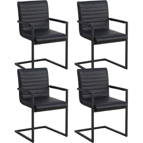 Ensemble de 4 Chaises de Salle à Manger Kuba Industriel Noir -