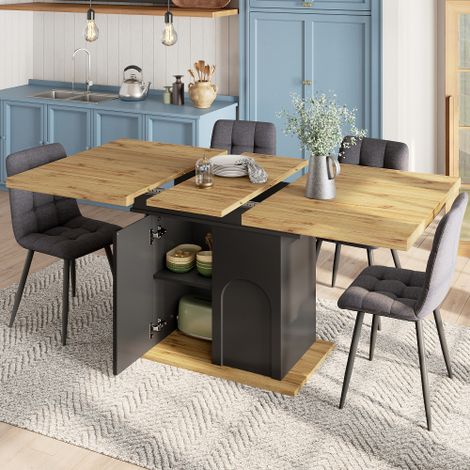 Table à manger extensible pliable 4 à 6 personnes – Plateau MDF résistant aux rayures – Design moderne pour petits espaces (1/5)