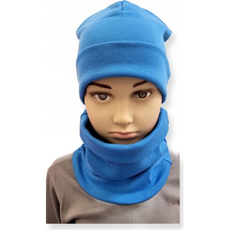 Ensemble bonnet + écharpe enfant taille 52-56 double bleu