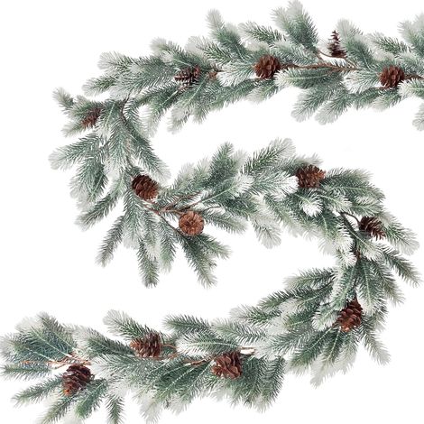 Guirlande de sapin artificielle comme du vrai 1,9M, Guirlande de sapin en résine avec neige, Guirlande de sapin artificiel pour Noël en blanc (1/5)