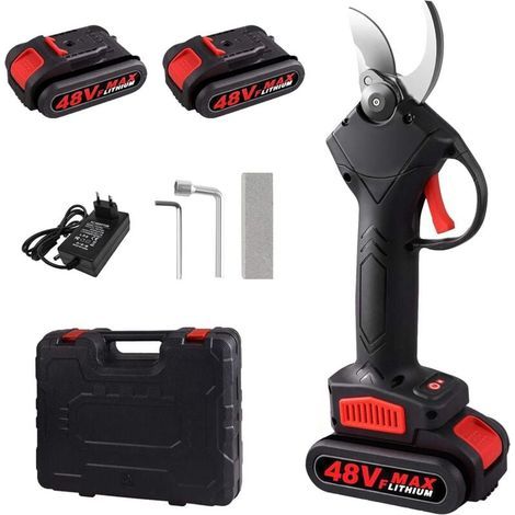 Elektrische Gartenschere, 48VF Astschere für Hecken, 30 mm Schnittdurchmesser, mit 2 wiederaufladbaren Akkus (1/5)