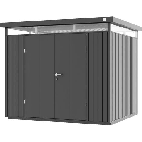 GFP Primeyard Gerätehaus Metall Gartenhaus 240x210x205 cm Geräteschuppen Flachdach anthrazit (1/5)
