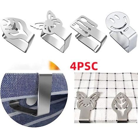 (Argenté)Pince Nappe - Noname - Ajustable en Acier Inoxydable - Anti-Glissant - Pour Pique-Nique, Barbecue, Mariage (1/4)