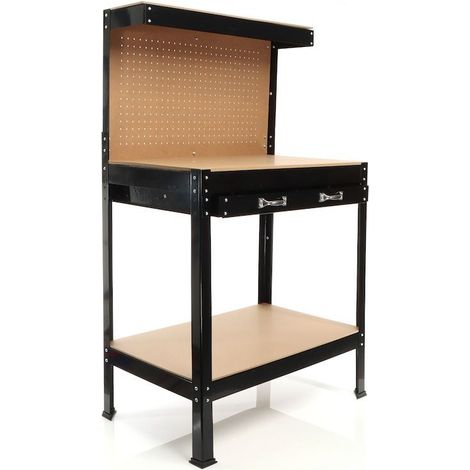 Établi Noir 115 X 55 X 140 cm, table de travail atelier, professionnel & particulier (1/5)