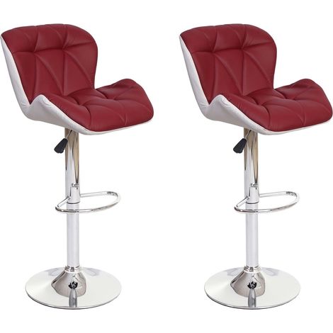 [JAMAIS UTILISÉ] 2x Tabouret de bar HHG-156, tabouret pour comptoir, réglable en hauteur, similicuir, bordeaux