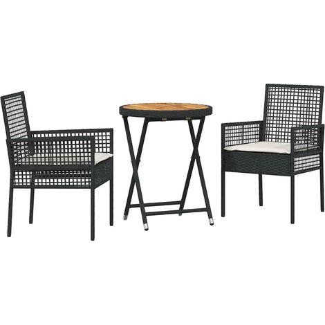 Maison Exclusive - Set Bistro da Giardino 3 pcs Nero polyrattan
