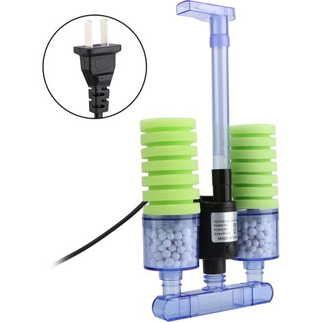 Mini filtro de esponja para acuario con bomba sumergible XY-2902 – Verde, 5 W, 450 l/h, 2 unidades (1/5)