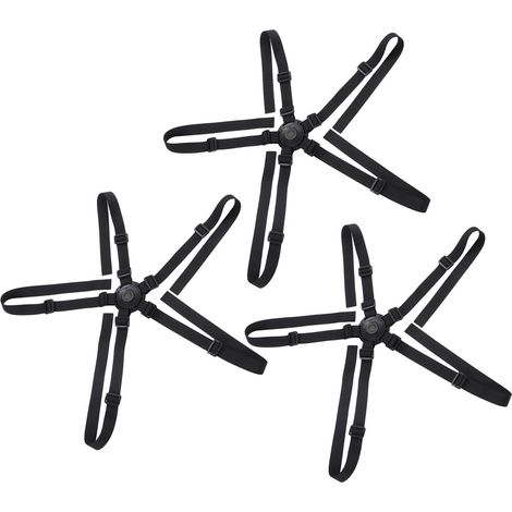 Harnais de chaise haute universel rond réglable noir, sangle de fixation 5 points pour siège enfant, remplacement ajustable (1/5)