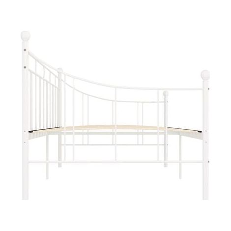 Cadre de méridienne sans matelas, métal blanc, 90 × 200 cm, lit, structure métallique résistante, pour chambre, confort quotidien, assemblage rapide (1/5)
