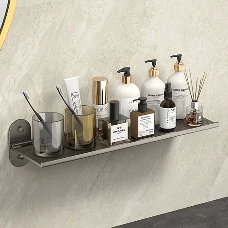 Étagère murale de salle de bain (50 cm) - Style nordique moderne et élégant - Rangement pliable pour lavabo et cosmétiques (1/5)