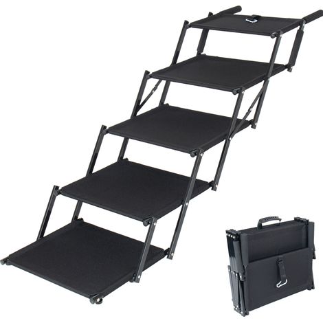 Faltbare 5-Stufen-Hunderampe, max. 110 kg, Stahlrahmen, schwarz, OKMYHOME (1/5)