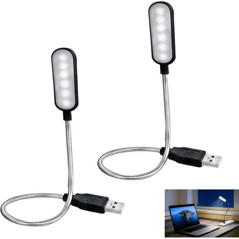 2 Pièces Lampe LED USB Flexible,  Lampe USB Flexible 6 LED à Col de Cygne, Éclairage Ordinateur et Lecture, USB Lumière Douce pour PC, Mac, Powerbank,  [Classe énergétique A] (1/5)