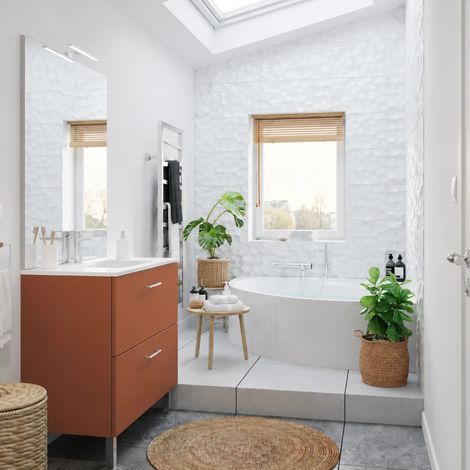 Meuble Salle de bain London 90 cm Terracotta - Intégrée (1/5)