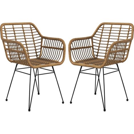 Juego de 2 sillas de comedor con respaldo, sillas de cocina con aspecto de rata, silla de salón de acero, marrón claro (1/5)