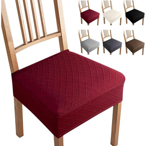 Jacquard Stuhlbezüge 4er Set Bordeaux - Universale Stretch-Hussen abnehmbar & waschbar (1/5)