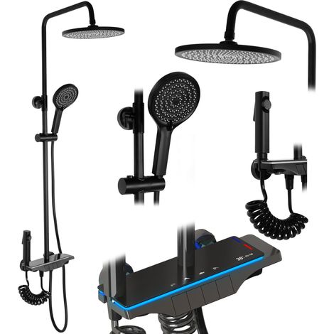 Shower set with thermostatic mixer REA Savio Black