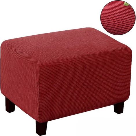Funda cuadrada reposapiés, lavable, universal supersuave puf base elástica, antideslizante, S: Largo 60-75 cm, Ancho 40-55 cm, 35-45 cm, Gris