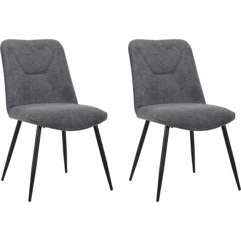 Lot de 2 chaises en tissu gris anthracite 4 pieds métal noir - MELANIE (1/5)