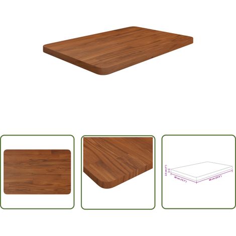 The Living Store Comptoir de salle de bain Marron foncé 60x40x2,5 cm Bois traité - Comptoir Salle De Bain - Dessus De Table - Bois Chêne - Meuble Salle De Bain - Rénovation Cuisine (1/4)