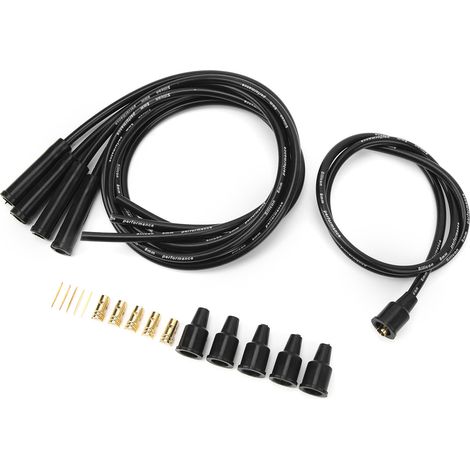 8-mm-Zündkabel, 1 m Länge, hocheffizientes und stabiles Zündkabelset für 4-Zylinder-Oldtimer, schwarz (1/5)