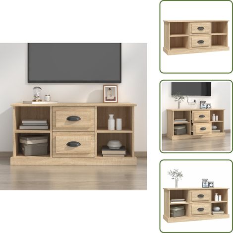 Roble Sonoma - vidaXL Mueble para TV madera contrachapada roble Sonoma 99,5x35,5x48cm - Almacenamiento