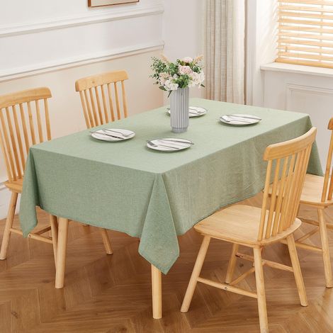 Nappe Rectangulaire, Nappe De Table 140x200 cm, 100% Coton Lavé Nappe Rectangulaire Tissu, pour Table, Intérieur, Extérieur, Vert Clair (1/5)