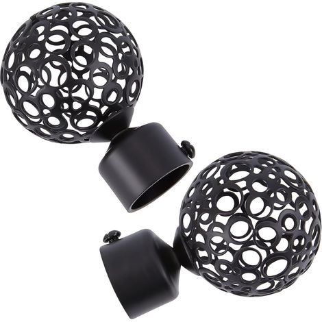2PCS Embouts de Tringle à Rideau Ronds 28mm Draperie Pole End Black Ball Cage Remplacement Décoratif End Head Caps pour Home Office Rideau Roman Rod Decor Accessoires (8.8x5.9cm) (1/5)