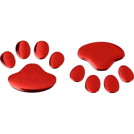 Lntyq 6-teiliger Auto-Dekorationsaufkleber mit Hundepfotenabdruck, Bärentatzen-Aufkleber für Fahrzeuge, 3D-Tierpfotenform-Aufkleber für Autofenster (rot) (1/5)