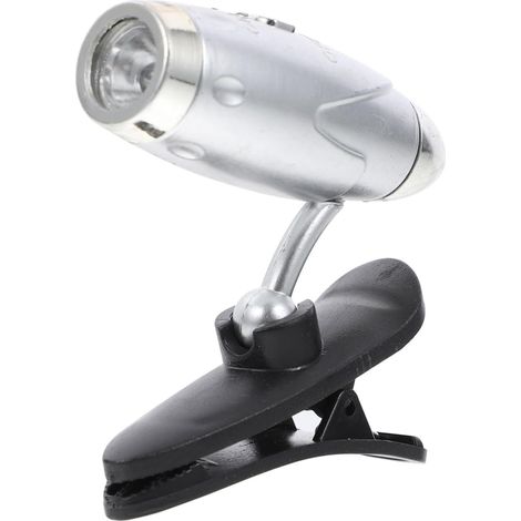 Lampe à Pince Livres LED Argentée Éclairage Doux Yeux Piles (1/5)