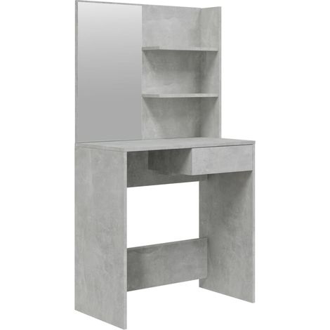 Coiffeuse design contemporaine avec miroir 74,5 x 40 x 141 cm gris