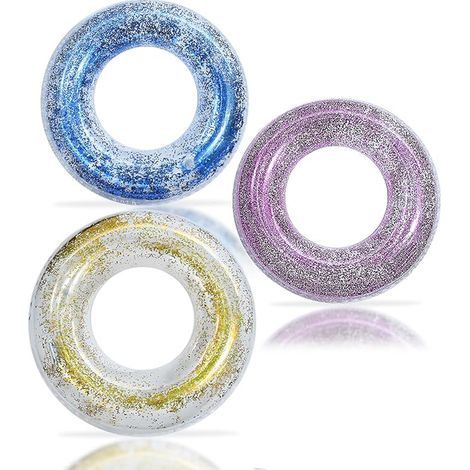 Inflatable Swimming Ring for Adults, Children, 90 cm/70 cm, Inflatable Swimming Ring with Sequins, PVC Swimming Ring for Children and Adults for Summer Parties on the Beach and Swimming Pool (1/3)