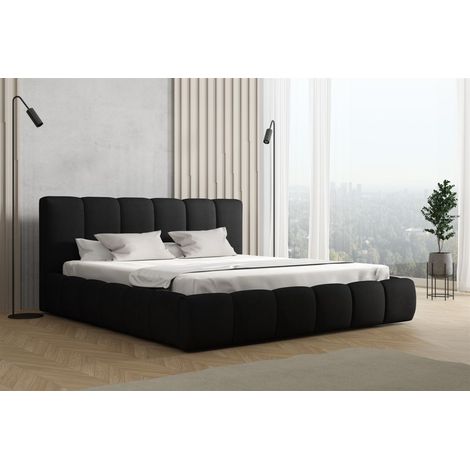 Polsterbett Doppelbett GIULIA 180x200cm Stoff Magic Velvet Schwarz (1/2)