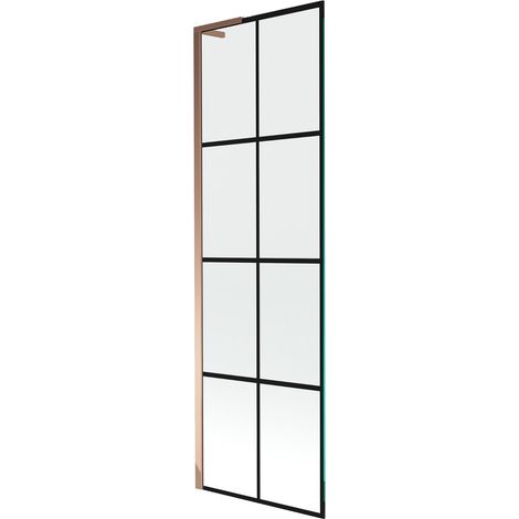 Mexen Next L mampara de baño de 1 hoja 60 x 150 cm, rejilla negra, oro rosa - 895-060-000-03-77-60 (1/5)