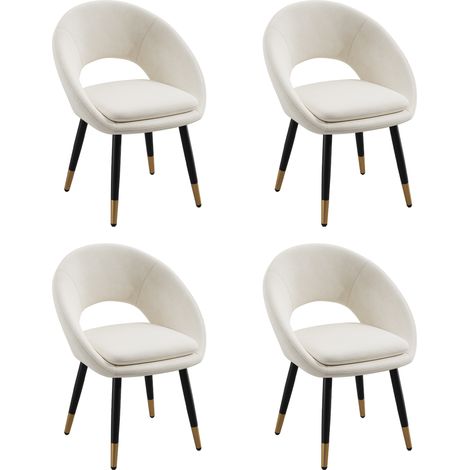Set di 4 sedie da pranzo 41x43x77,5 cm, comode e imbottite, ideali per ufficio, sala da pranzo, soggiorno, cucina, camera da letto, in velluto beige