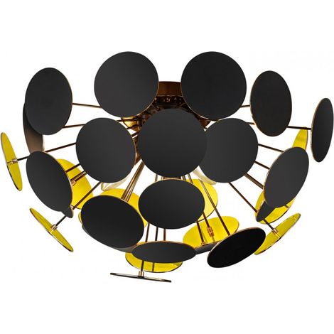 Discalgo Plafón 3xE14 Negro Y Decorativo Redondo Ø54 cm Trio Lighting