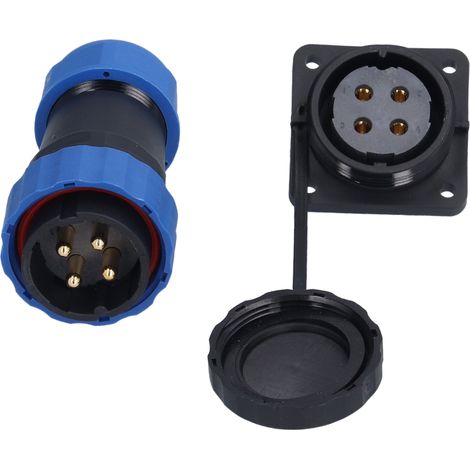 Connecteur Étanche Carré 4 Trous IP68 pour Aviation 380V 45A, Prise Électrique SP284 Broches