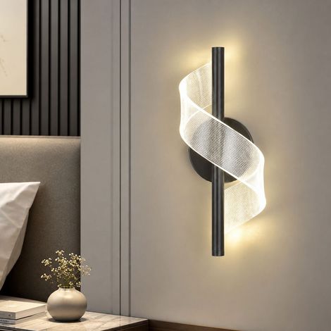Applique murale LED design, métal noir et acrylique à pois, éclairage 3 couleurs (blanc/neutre/chaud), idéale pour chambre et couloir (1/5)