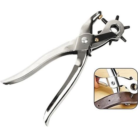 Pince perforatrice à poinçonner - Pour ceintures et cuir - 6 tailles - Outil de maroquinerie - Pince emporte-pièce (1/5)