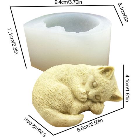 Weiße Silikon-Mousse-Kuchenform in Katzenform, ideal zur Herstellung handgemachter Seifen. (1/5)