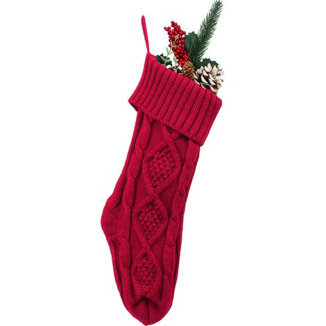 Chaussette De Noël - En Laine Mélangée - Avec Anneau De Suspension - Pour Arbre De Noël Ou Cheminée - 1 Pièce (1/5)