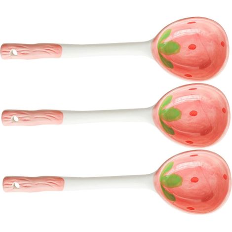 3 Stück Keramik Obstförmige Dessertlöffel Eiscreme Kuchlöffel Hochwertiges Geschirr (1/5)