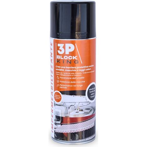 Spray Impermeabilizzante per Tessuti 3P Block King - Protezione Trasparente, Resistente all’Acqua e alle Macchie 400 Ml (1/5)