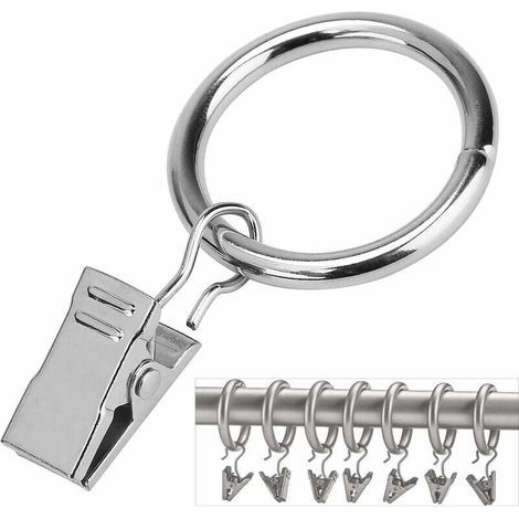 Rideau de la fenêtre Bagues avec Pinces (Φ25mm) (16 Pack) - antirouille Acier Inoxydable Métal Anneaux Clip Rideau pour Rideau Poids, Art Afficher, Convient à 20mm Tige (Nickel, 1 Pouce)