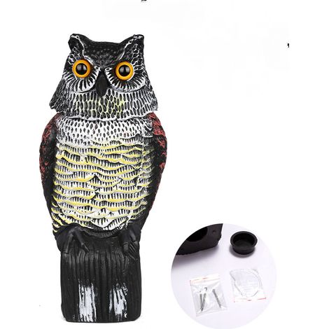 Ahuyentador de pájaros con forma de búho: un ahuyentador de pájaros para exteriores adecuado para jardines, huertos y patios. (1/4)