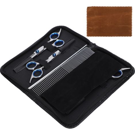 Ensemble de ciseaux pour animaux de compagnie, ciseaux de toilettage en acier inoxydable, peigne de coupe pour chats et chiens (1/5)