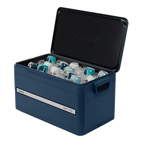 Coleman Snap N Go Nevera plegable, 45QT, 42L, capacidad para 76 latas, 55 horas de frío, forro extraíble impermeable, para camping y uso al aire libre
