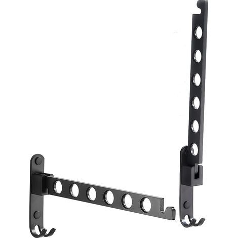 Cintre mural rétractable et pliable, support de rangement pour vêtements, cintre à linge, support de séchage robuste, crochets à vêtements en métal (noir mat, lot de deux) (1/5)