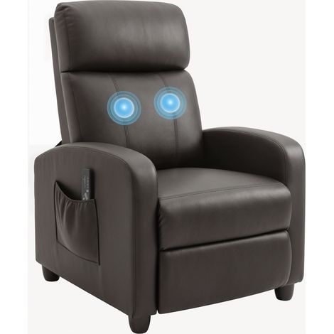 Relaxsessel Fernsehsessel mit Vibrationsmassage. Liegefunktion. 2 Massagepunkte. Fernbedienung. 68 x 88 x 98 cm Braun (1/4)