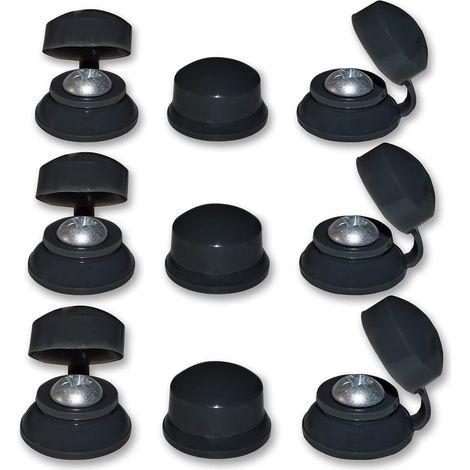 300, Corrugated Roofing Plastic Screw Cover Strap Caps - Black